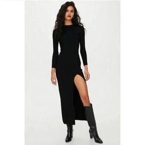 Reformation Leighton Black Long Sleeve Dress
